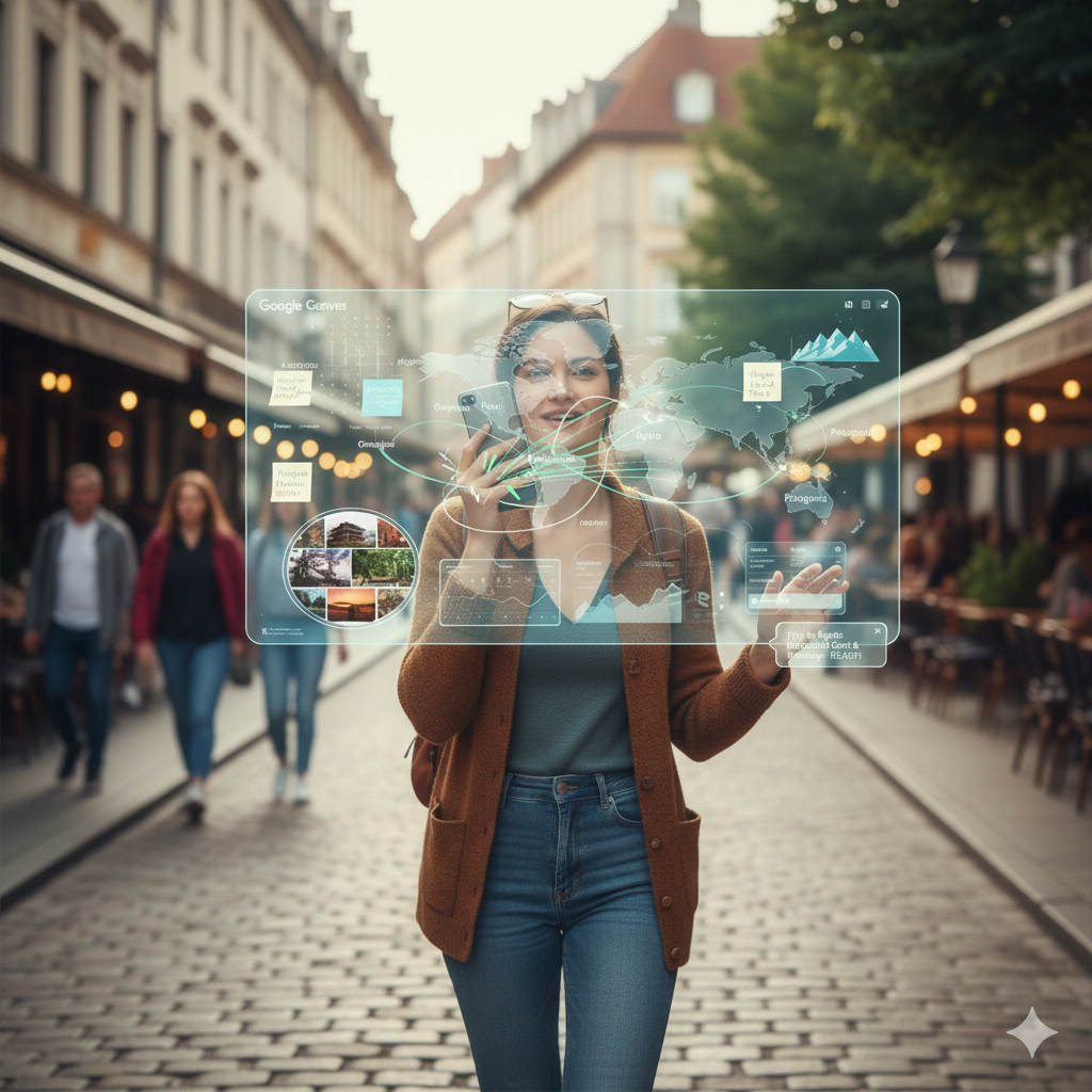 Woman booking a trip